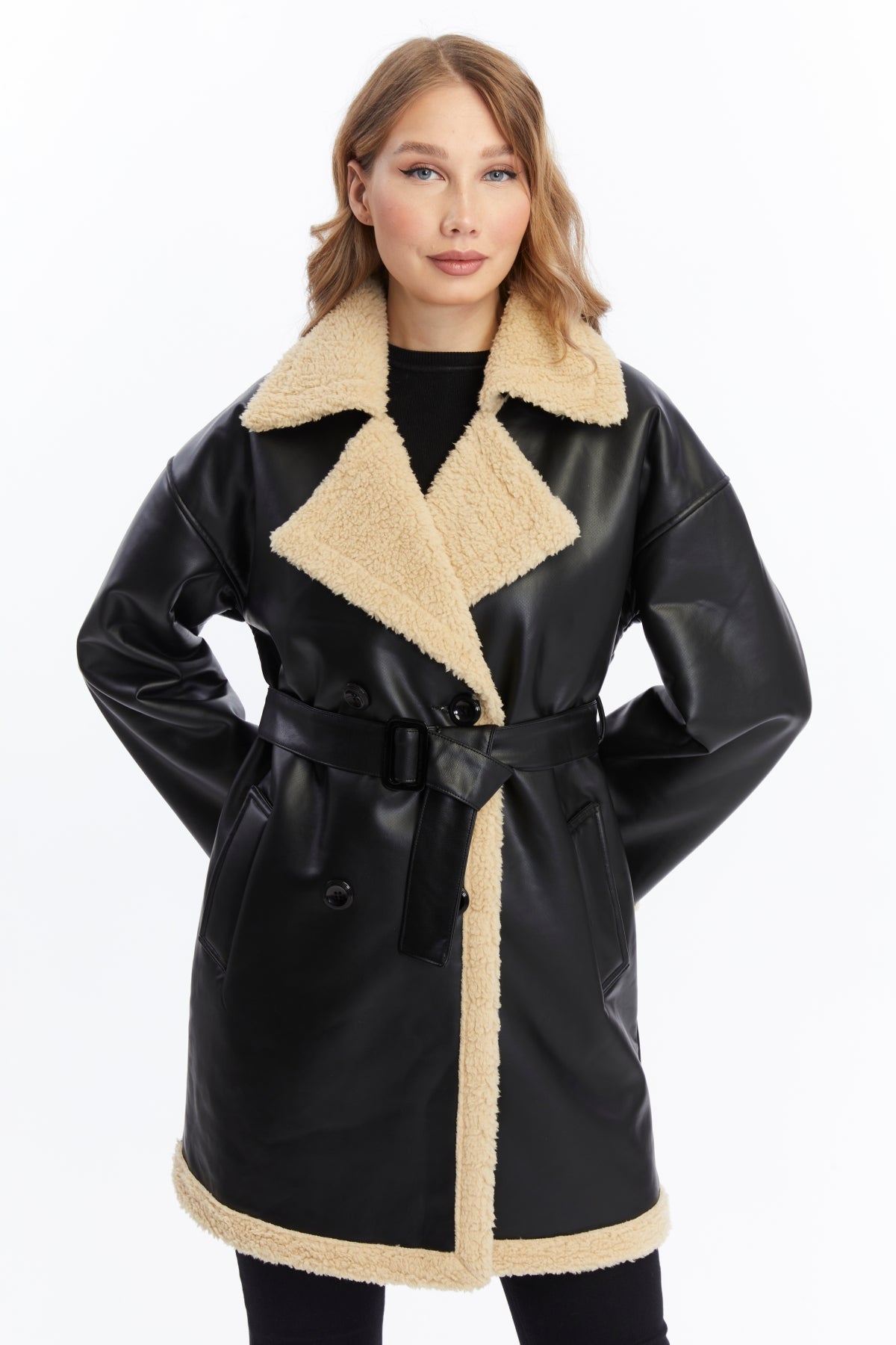İçi Kürklü Deri Mont