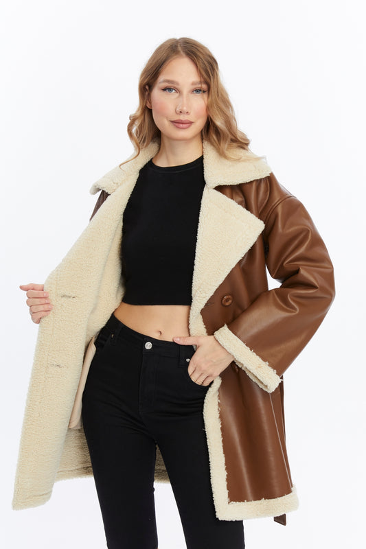 İçi Kürklü Deri Mont