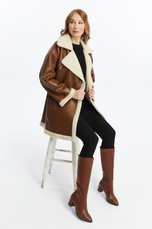 İçi Kürklü Deri Mont