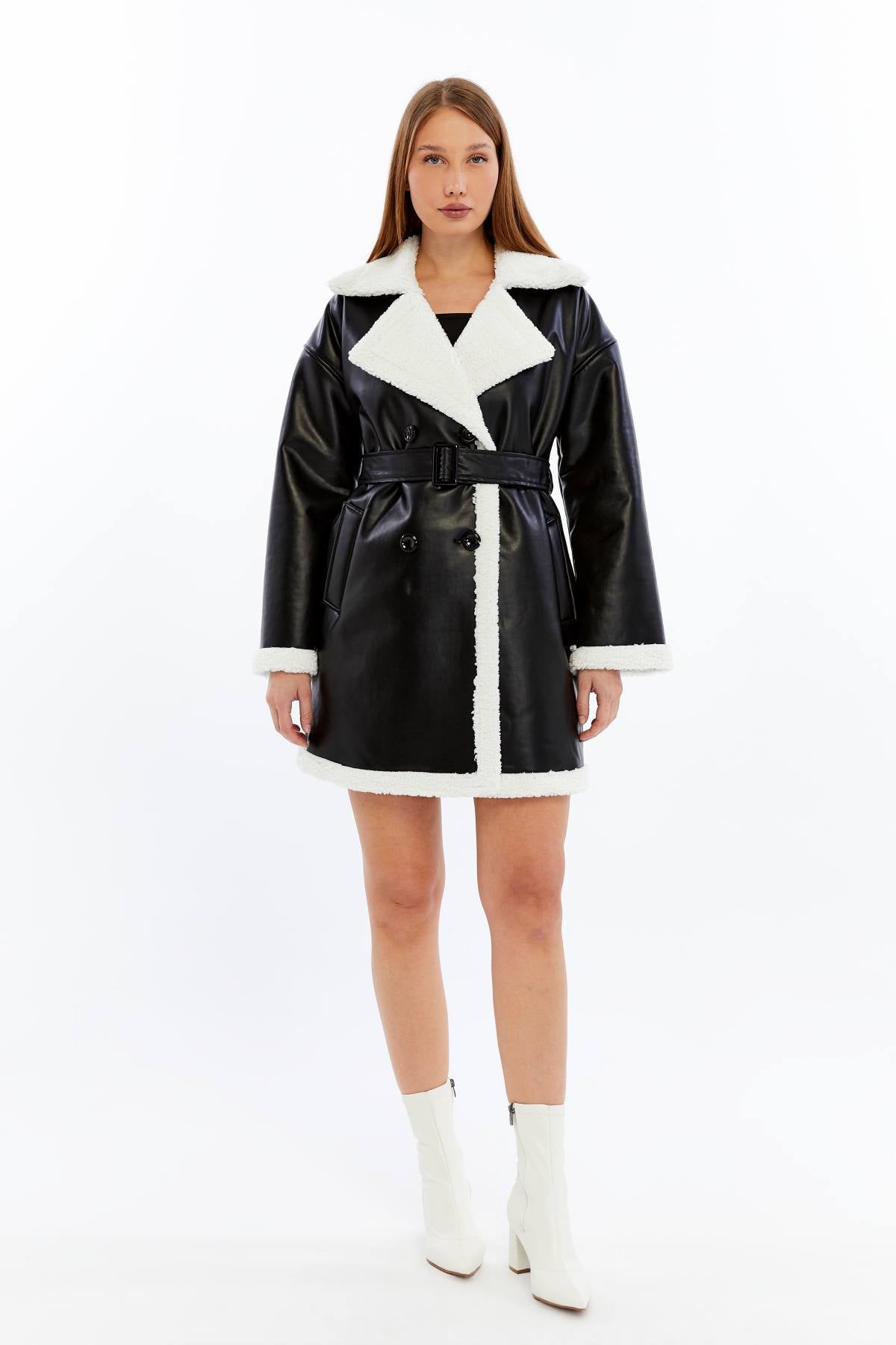 İçi Kürklü Deri Mont